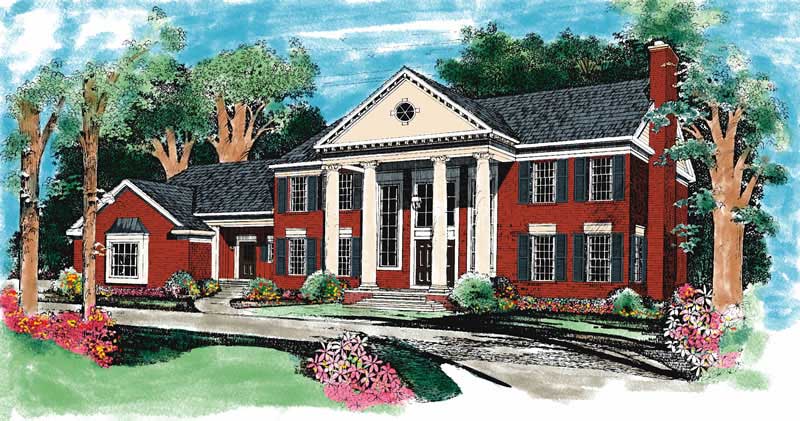 4-Bedroom, 4220 Sq Ft Colonial Home Plan - 137-1286 - Main Exterior