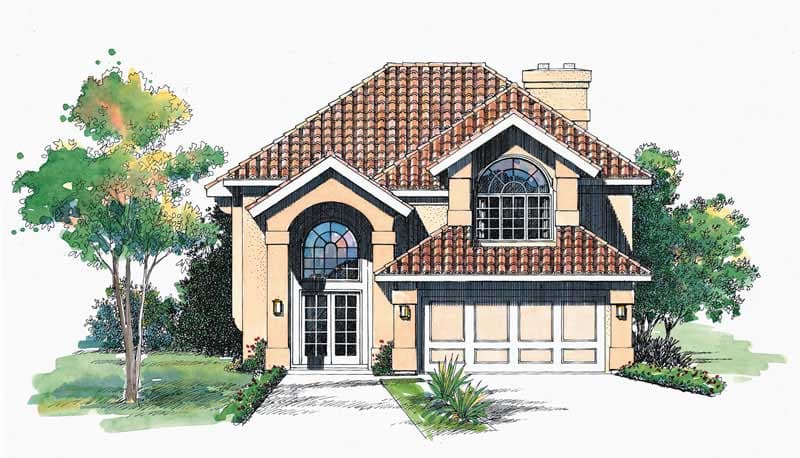 3-Bedroom, 2240 Sq Ft Mediterranean House Plan - 137-1290 - Front Exterior