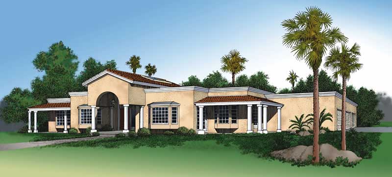 3-Bedroom, 2784 Sq Ft Mediterranean House Plan - 137-1306 - Front Exterior