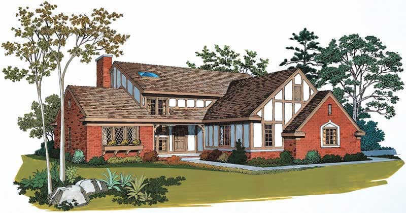 3-Bedroom, 2062 Sq Ft European House Plan - 137-1352 - Front Exterior
