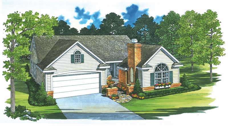 4-Bedroom, 1418 Sq Ft Country Home Plan - 137-1363 - Main Exterior