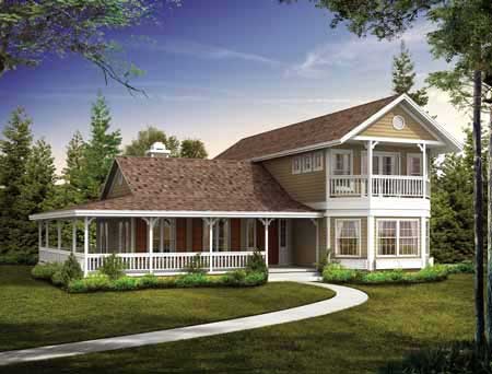 4-Bedroom, 1974 Sq Ft Country House Plan - 137-1404 - Front Exterior