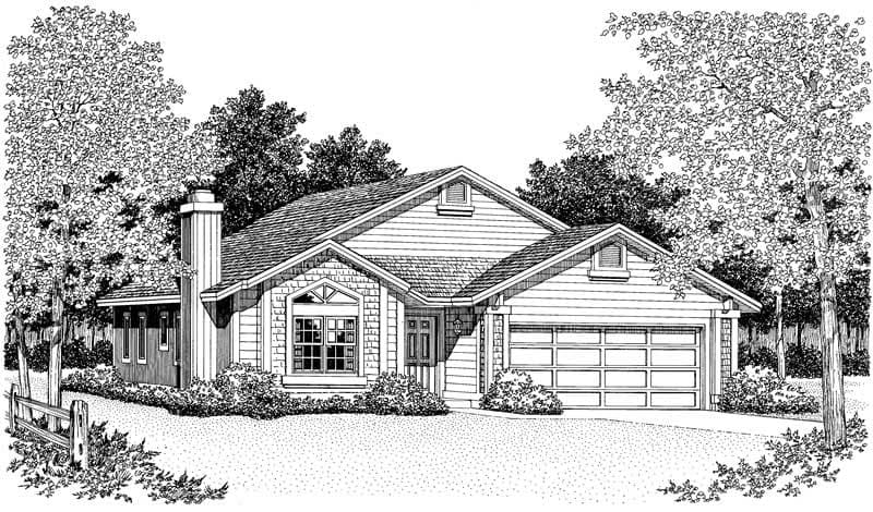 3-Bedroom, 1901 Sq Ft Country House Plan - 137-1445 - Front Exterior