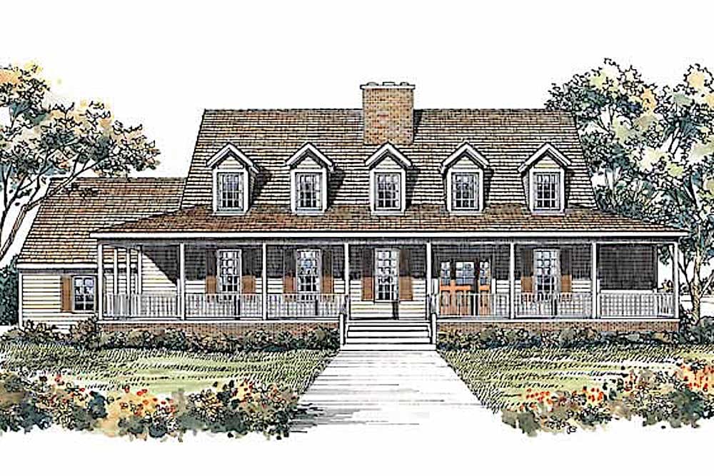4-Bedroom, 3096 Sq Ft Country Home Plan - 137-1490 - Main Exterior