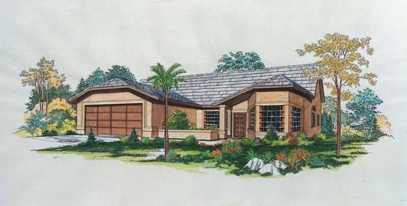 3-Bedroom, 1932 Sq Ft Mediterranean Home Plan - 137-1494 - Main Exterior