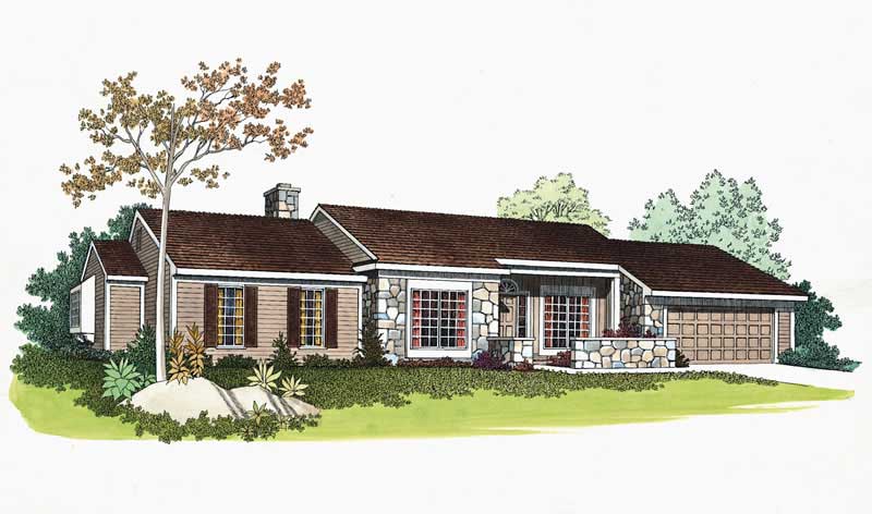 3-Bedroom, 1777 Sq Ft Ranch Home Plan - 137-1570 - Main Exterior