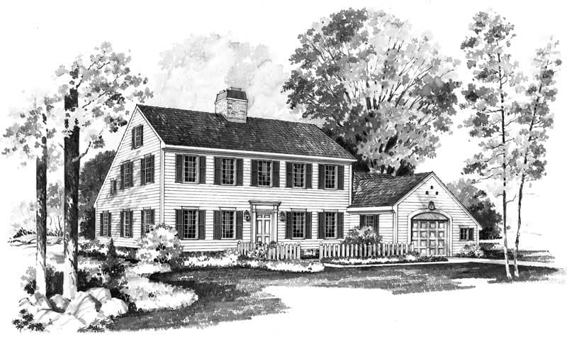 3-Bedroom, 1996 Sq Ft Colonial Home Plan - 137-1684 - Main Exterior
