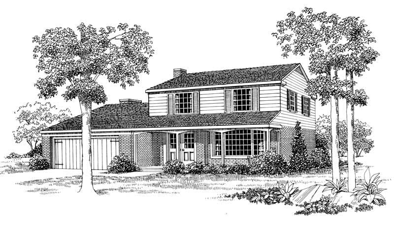 4-Bedroom, 1718 Sq Ft Country House Plan - 137-1696 - Front Exterior