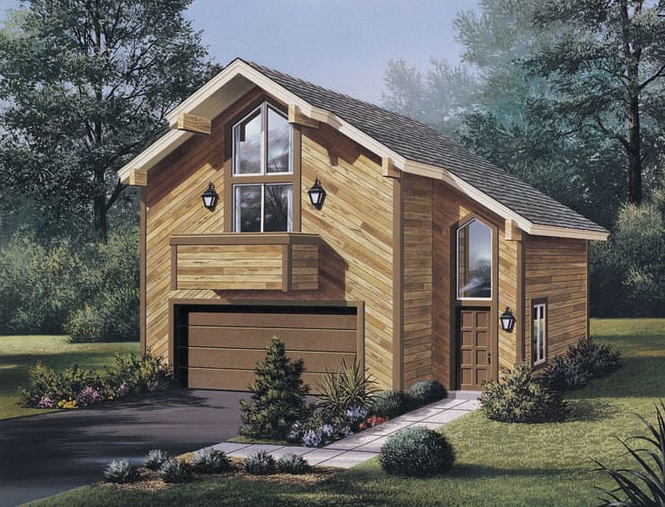 1-Bedroom, 654 Sq Ft Small House Plans - 138-1058 - Front Exterior