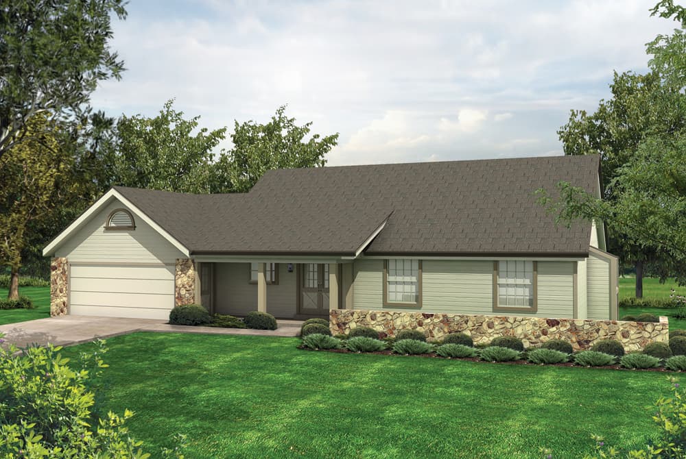 3-Bedroom, 1278 Sq Ft Ranch Home Plan - 138-1110 - Main Exterior