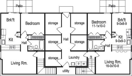 Floor Plan Basement of Multi-Unit Plan #138-1120