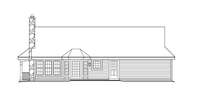 Home Plan Rear Elevation of this 2-Bedroom,801 Sq Ft Plan -138-1166