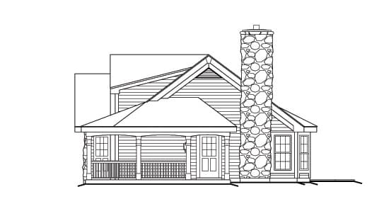 Home Plan Right Elevation of this 2-Bedroom,801 Sq Ft Plan -138-1166