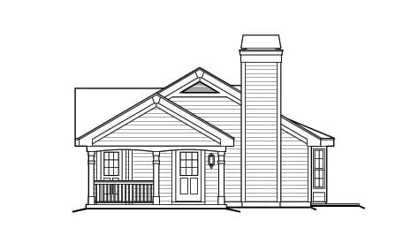 Home Plan Right Elevation of this 1-Bedroom,480 Sq Ft Plan -138-1173