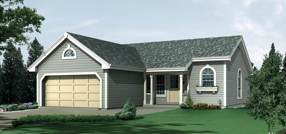3-Bedroom, 1102 Sq Ft Ranch Home Plan - 138-1202 - Main Exterior