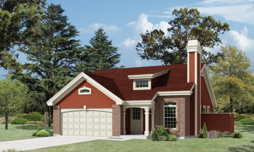 3-Bedroom, 1153 Sq Ft Country Home Plan - 138-1214 - Main Exterior