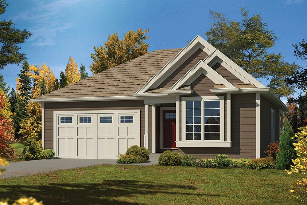 2-Bedroom, 1366 Sq Ft Country Home Plan - 138-1343 - Main Exterior