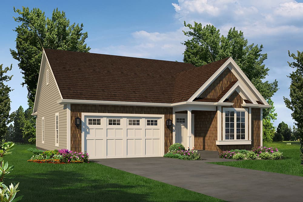 2-Bedroom, 1366 Sq Ft Country House Plan - 138-1366 - Front Exterior