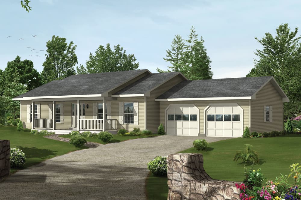 3-Bedroom, 1344 Sq Ft Ranch Home Plan - 138-1372 - Main Exterior