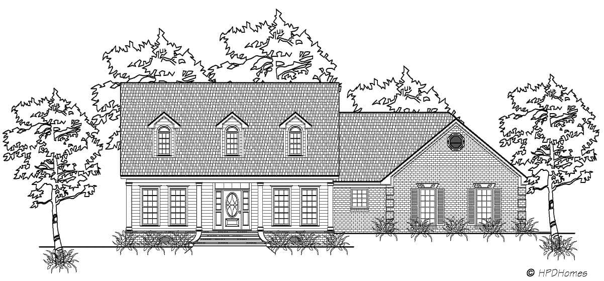 3-Bedroom, 2236 Sq Ft Country Home Plan - 140-1000 - Main Exterior