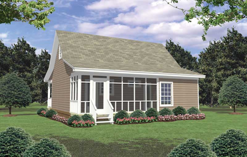 Home Plan Rear Elevation of this 2-Bedroom,800 Sq Ft Plan -141-1078