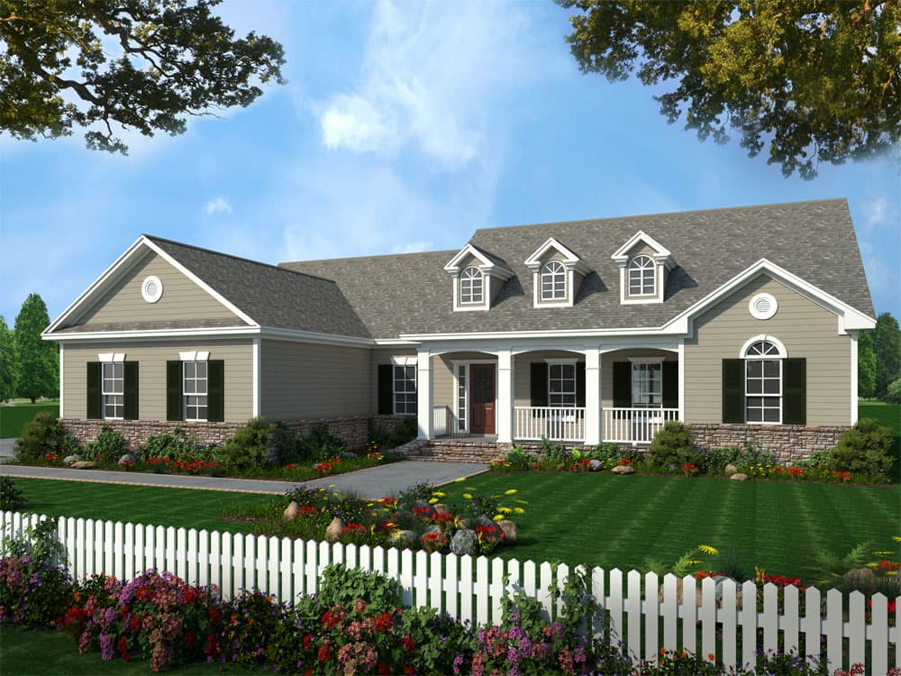 3-Bedroom, 2019 Sq Ft Country Home Plan - 141-1215 - Main Exterior