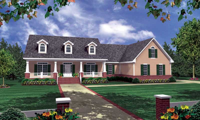 3-Bedroom, 2008 Sq Ft Country House Plan - 141-1217 - Front Exterior