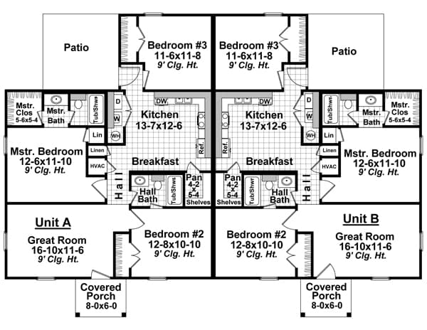 Floor Plan First Story of Multi-Unit Plan #141-1254
