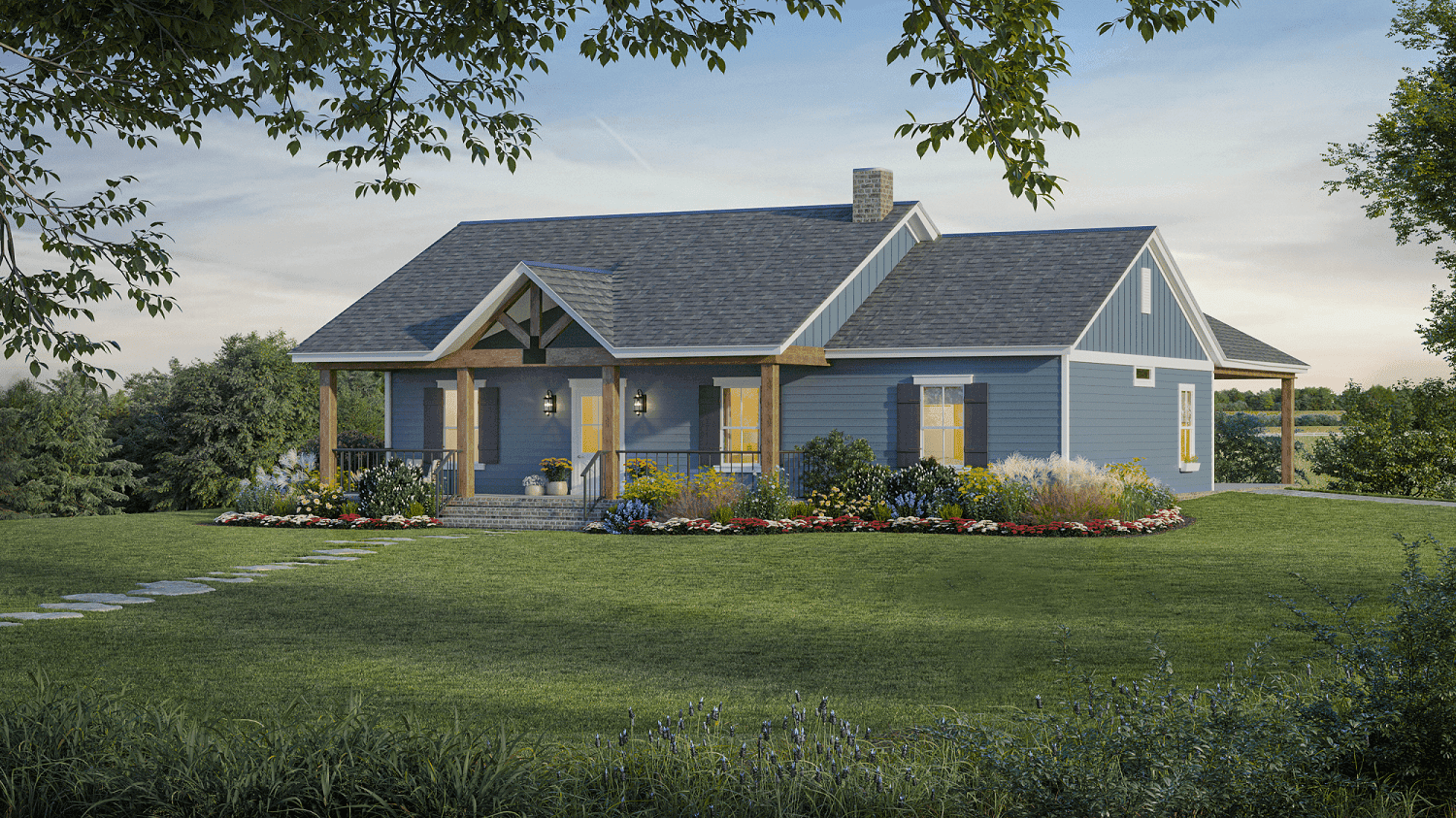 3-Bedroom, 1430 Sq Ft Ranch Home Plan - 141-1326 - Main Exterior