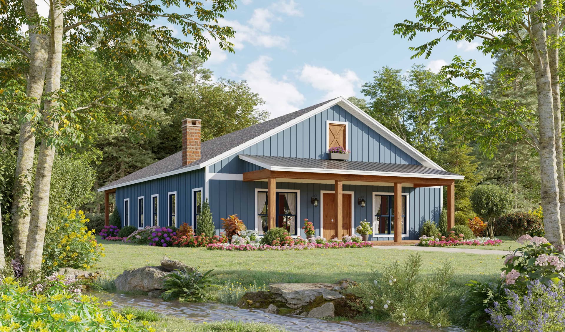 4-Bedroom, 2000 Sq Ft Farmhouse Home Plan - 141-1331 - Main Exterior