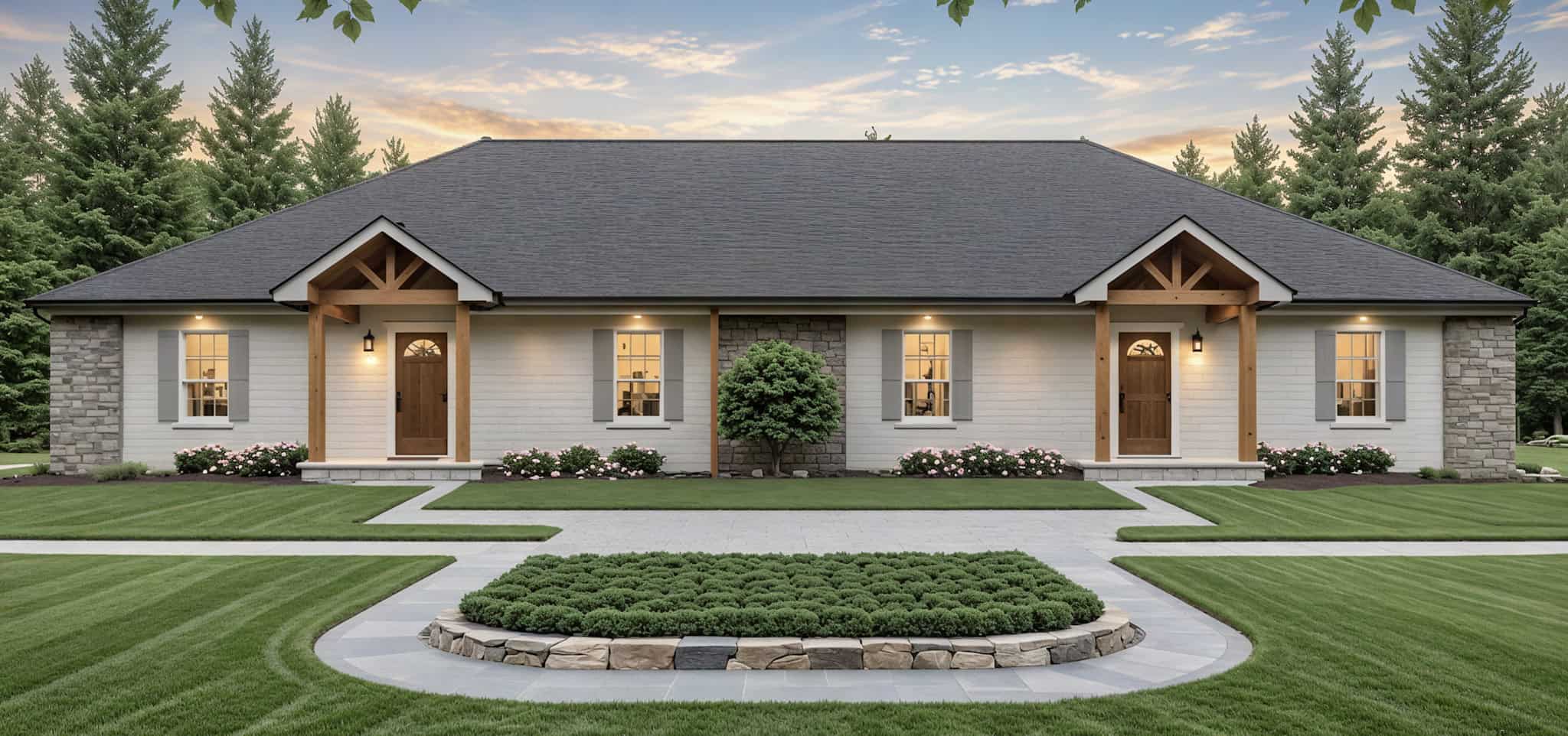 3-Bedroom, 2728 Sq Ft Duplex/Multi-Unit House Plan - 141-1372 - Front Exterior