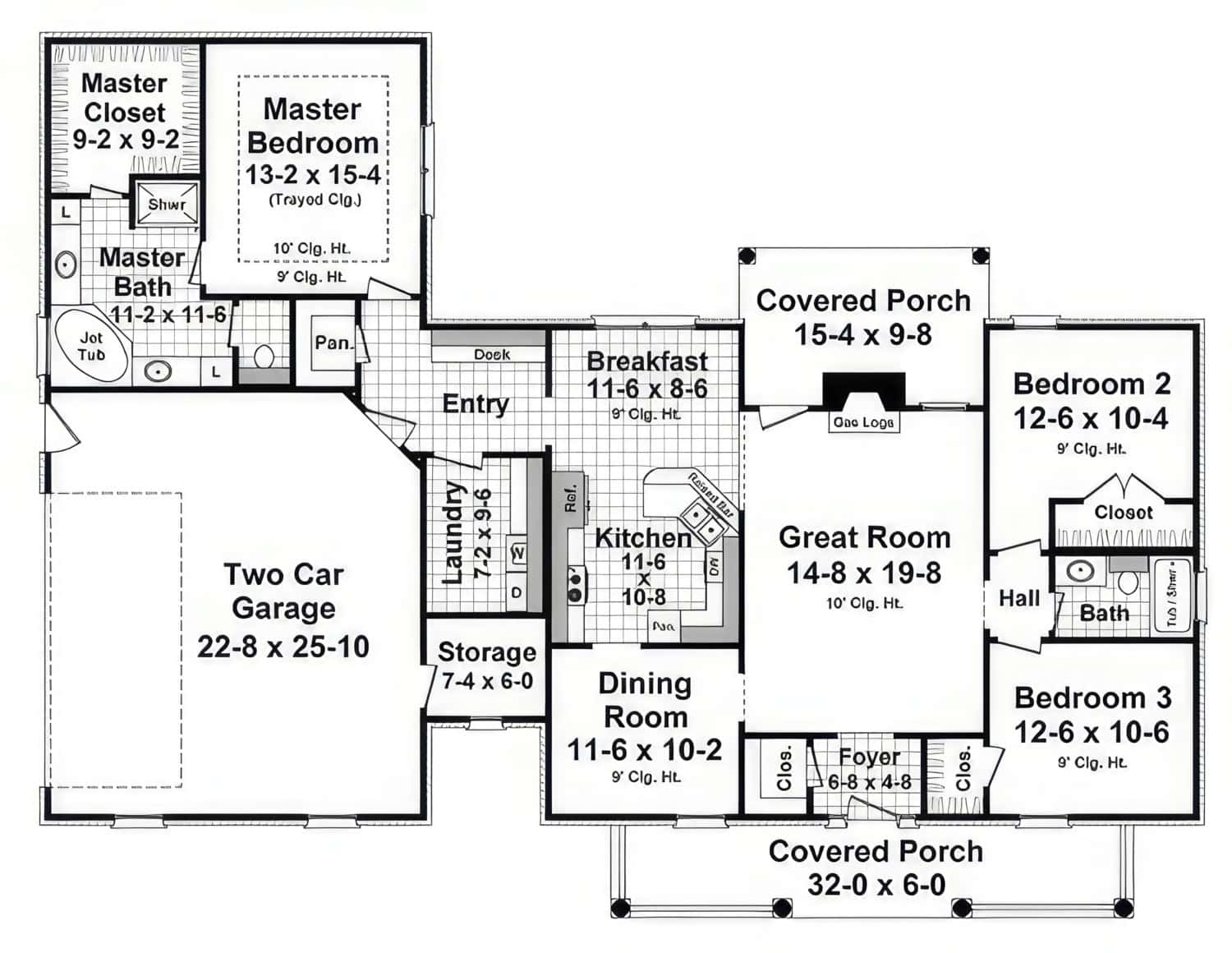 Farmhouse Home Plan - 3 Bedrms, 2 Baths - 1804 Sq Ft - #141-1395