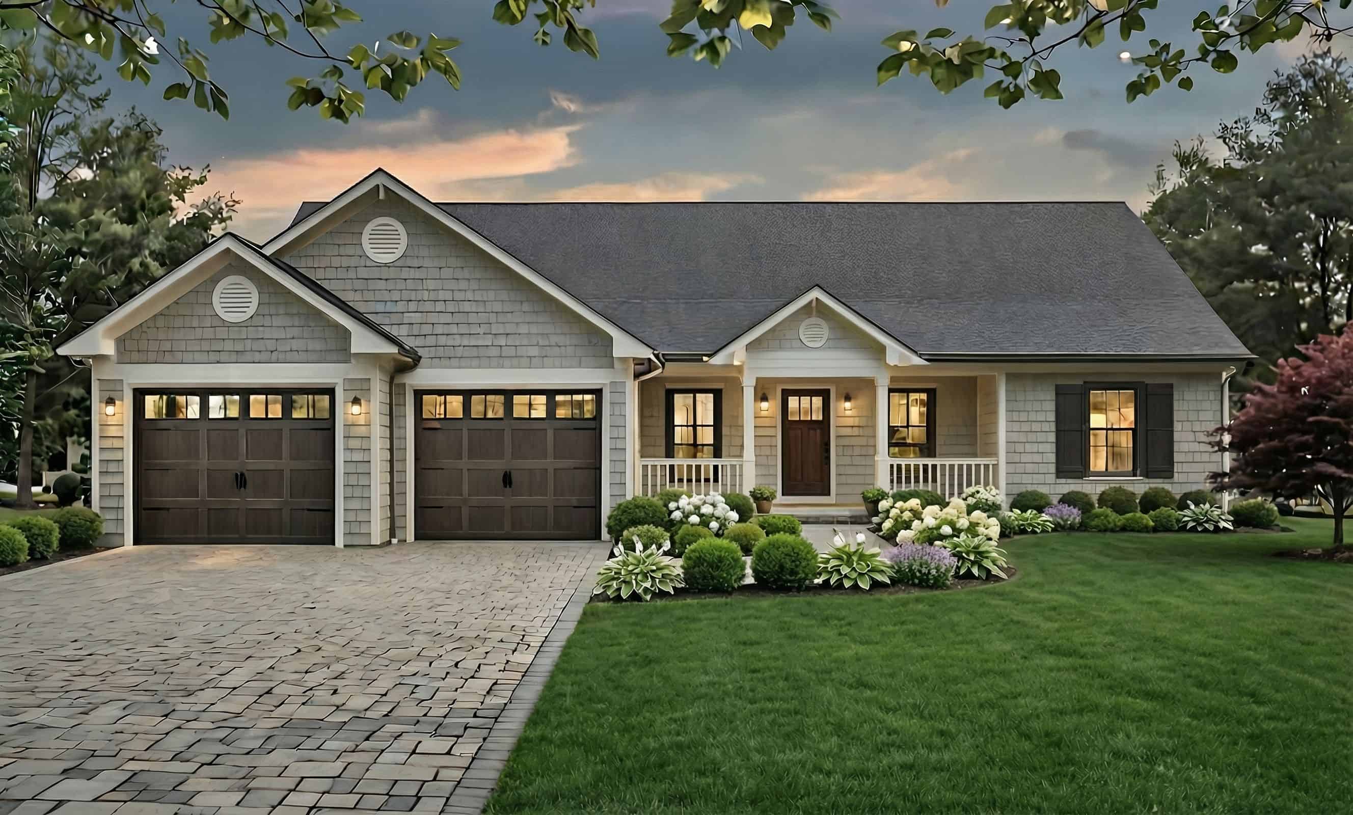 Front elevation of Ranch home (ThePlanCollection: House Plan #141-1416)
