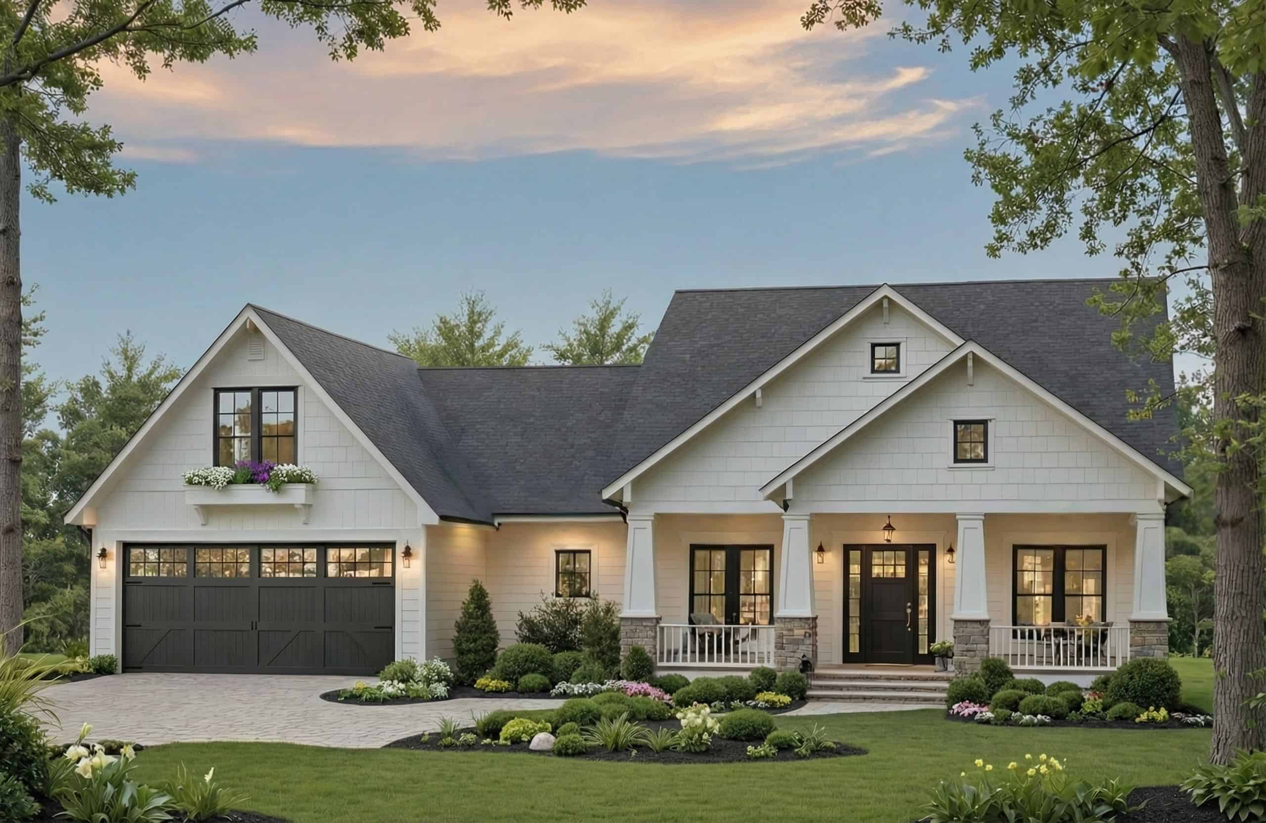 Front elevation of Modern Farmhouse home (ThePlanCollection: House Plan #141-1419)