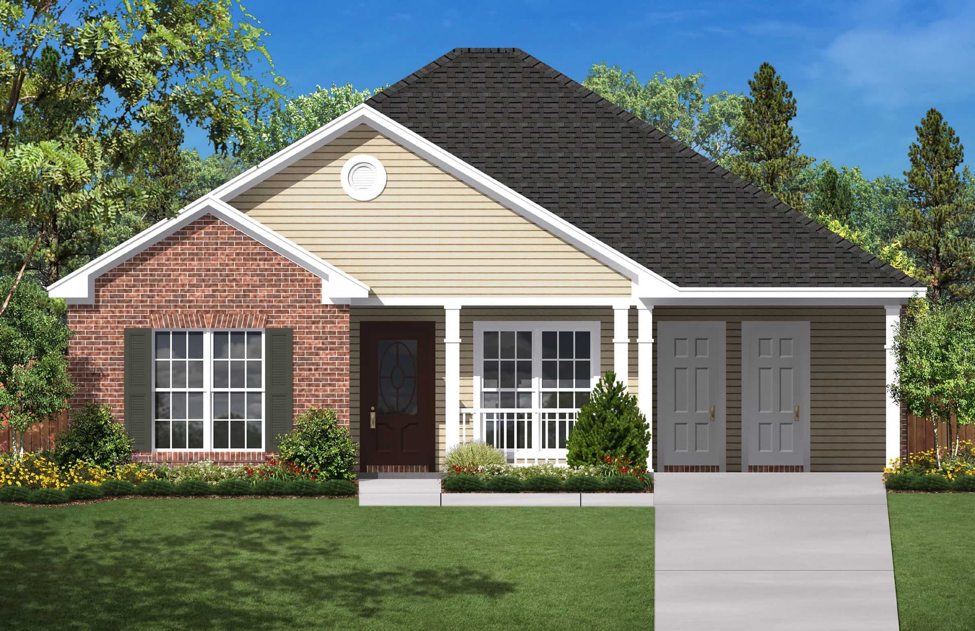 3-Bedroom, 1350 Sq Ft Country House Plan - 142-1014 - Front Exterior