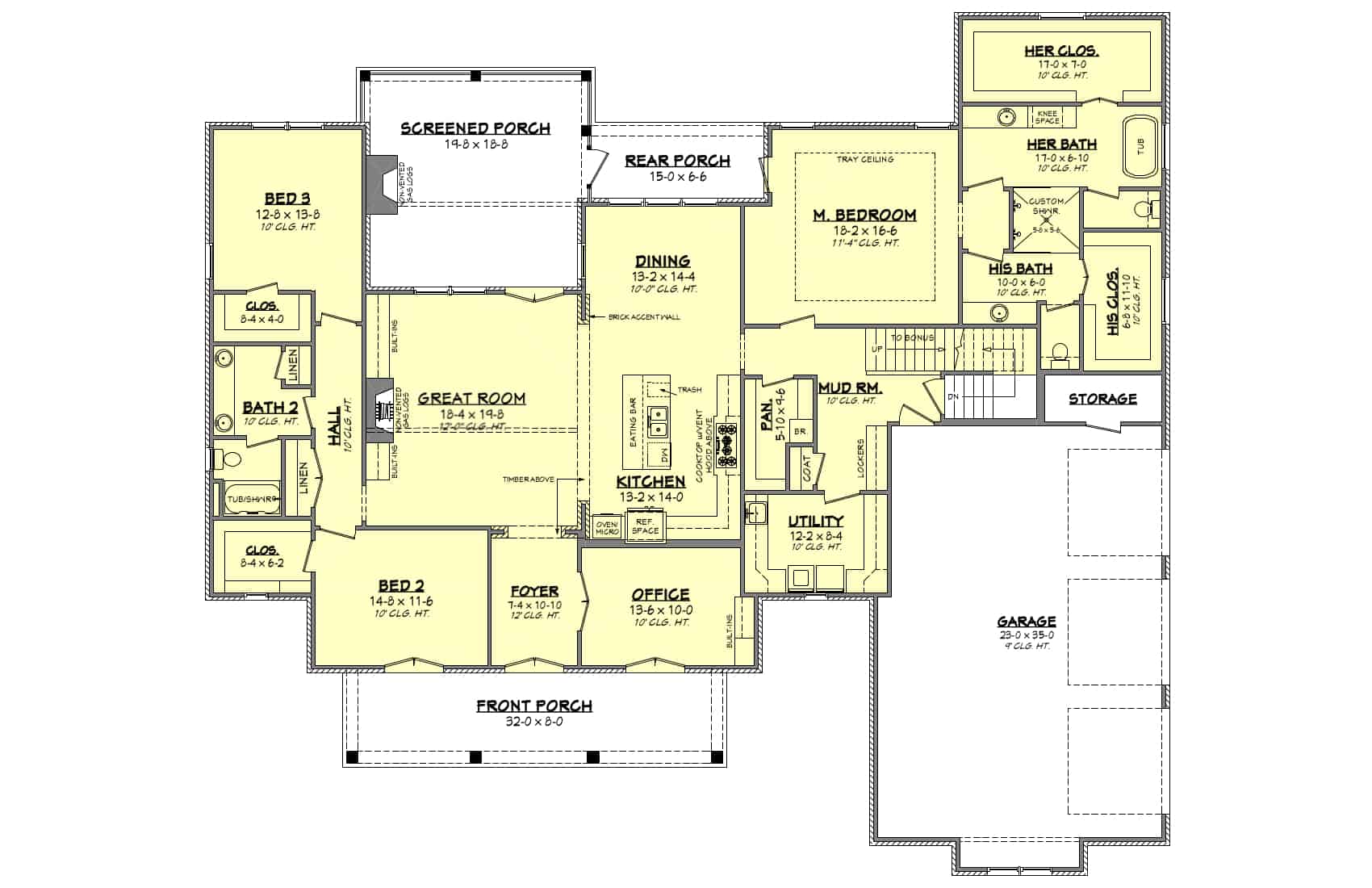 Floor Plan Main Level of French Plan #142-1209