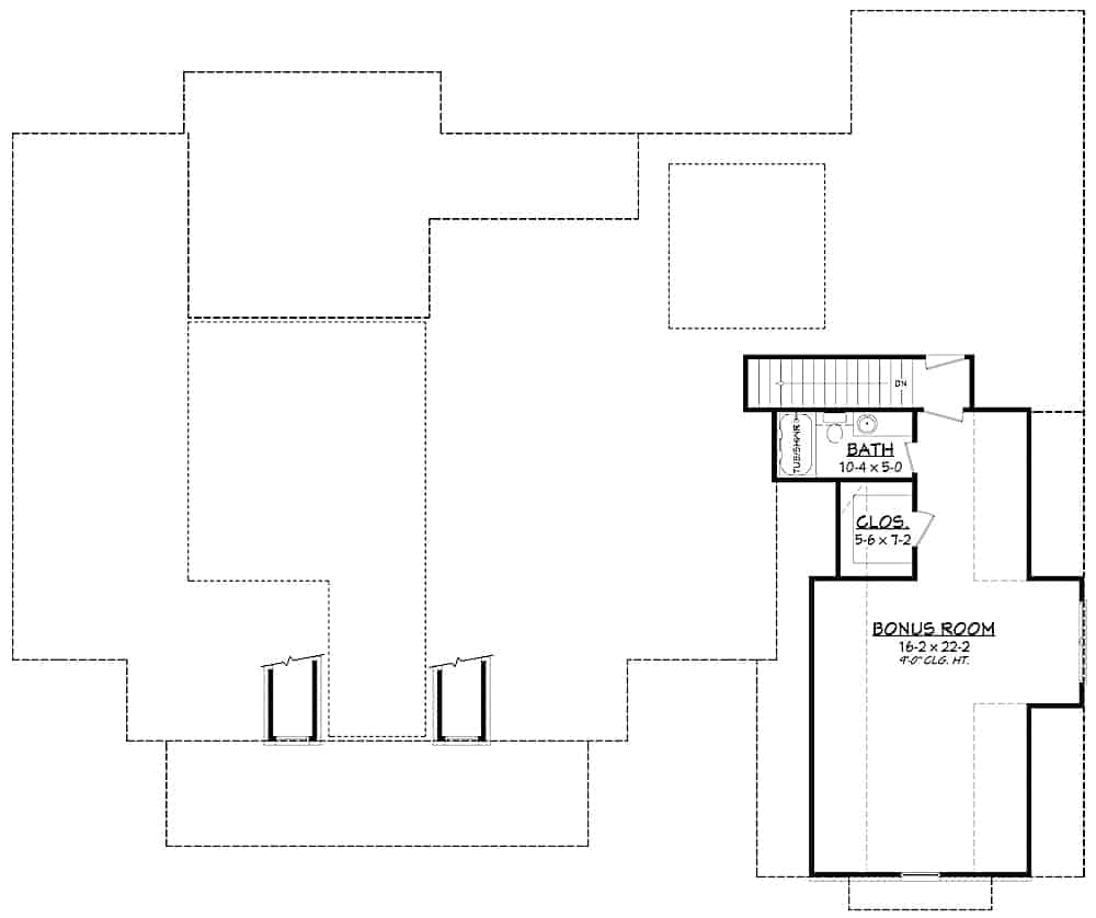 Floor Plan Bonus Room of French Plan #142-1209