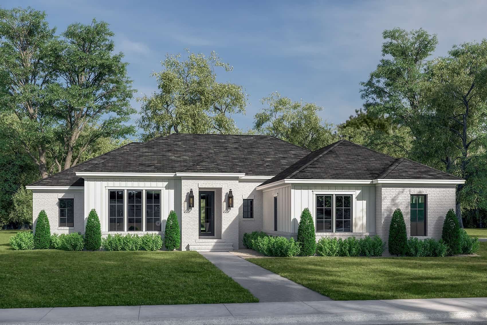 4-Bedroom, 2216 Sq Ft Ranch Home Plan - 142-1408 - Main Exterior