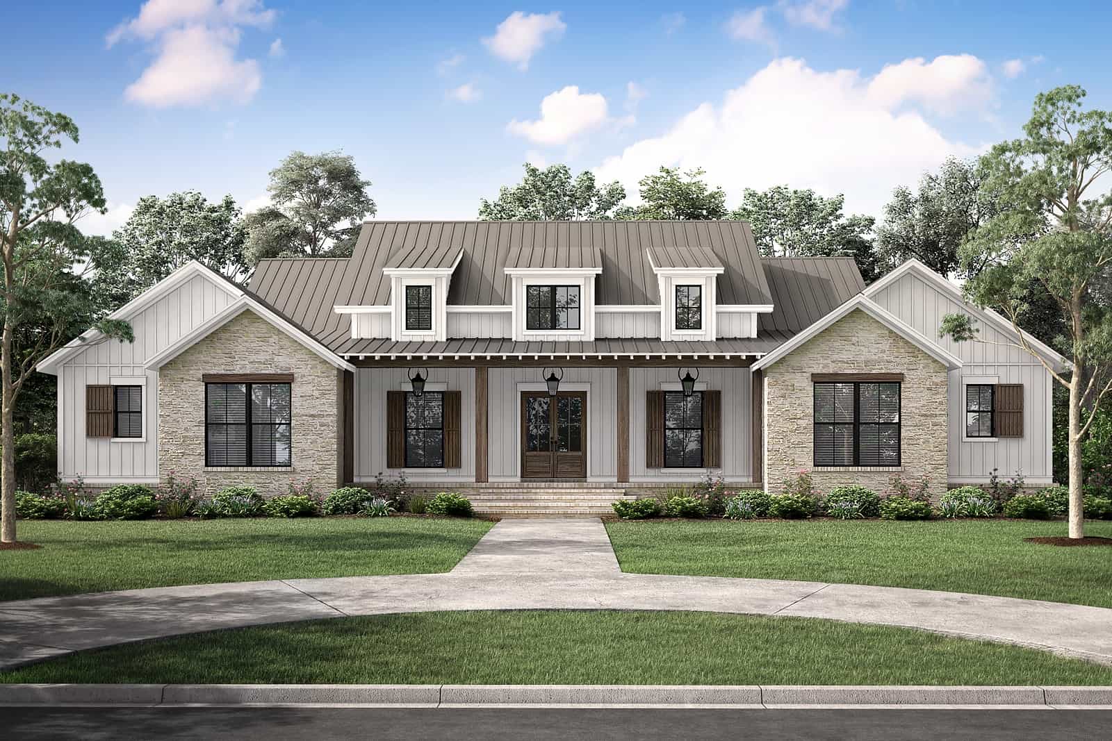 4-Bedroom, 2977 Sq Ft Contemporary House Plan - 142-1445 - Front Exterior