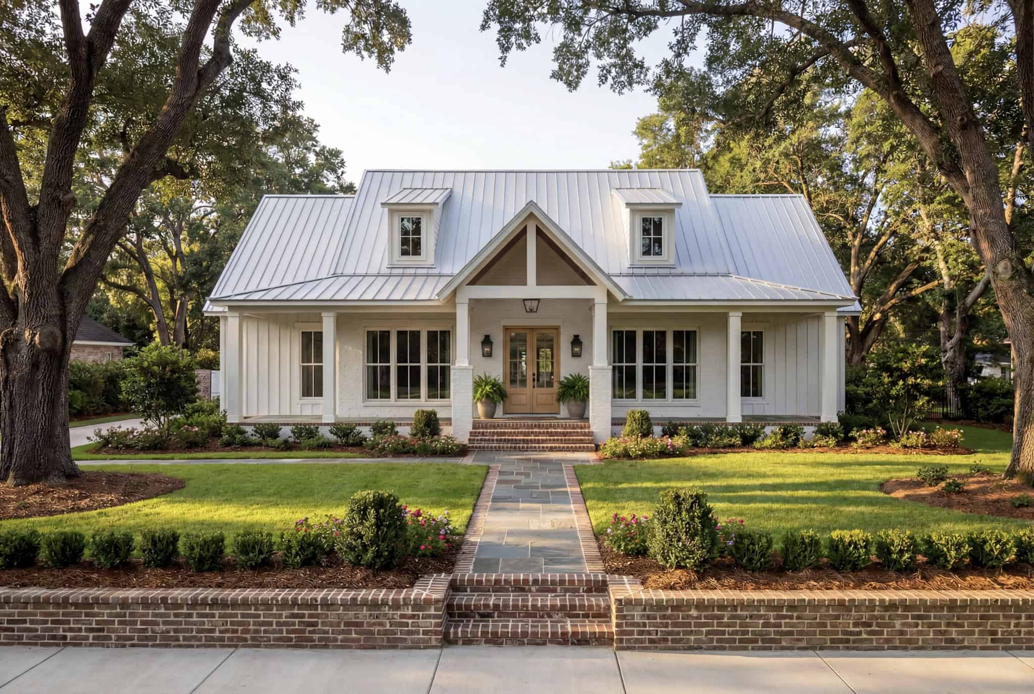 Front elevation of Modern Farmhouse home (ThePlanCollection: House Plan #142-1562)