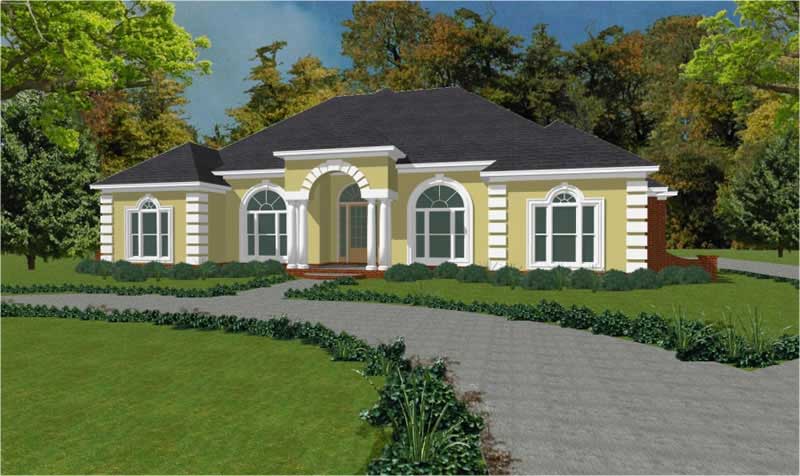 3-Bedroom, 3000 Sq Ft Mediterranean House Plan - 144-1051 - Front Exterior