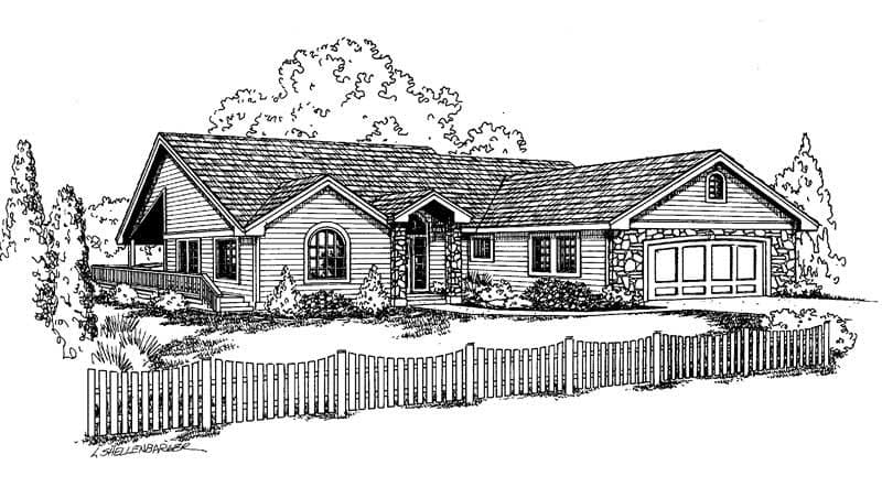 3-Bedroom, 1613 Sq Ft Contemporary House Plan - 145-1084 - Front Exterior