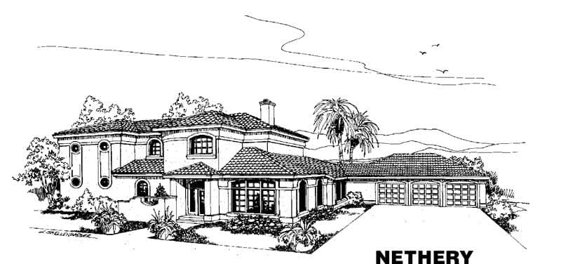 4-Bedroom, 3063 Sq Ft Mediterranean House Plan - 145-1138 - Front Exterior