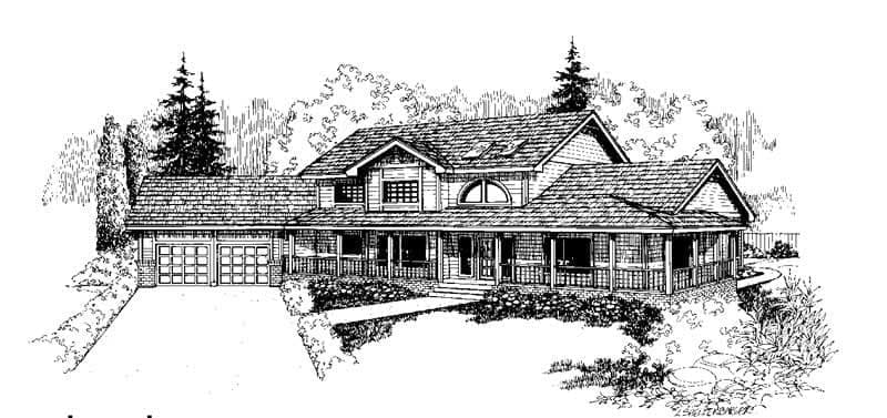 4-Bedroom, 2987 Sq Ft Country House Plan - 145-1399 - Front Exterior