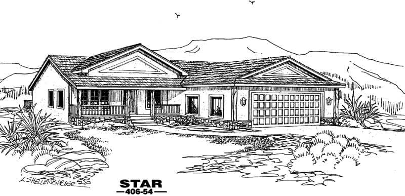 3-Bedroom, 1460 Sq Ft Contemporary House Plan - 145-1482 - Front Exterior