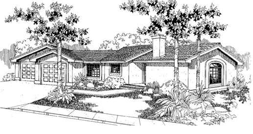 3-Bedroom, 1520 Sq Ft Southwest House Plan - 145-1724 - Front Exterior