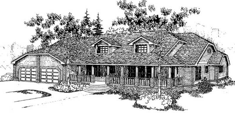 3-Bedroom, 2705 Sq Ft Ranch House Plan - 145-1865 - Front Exterior