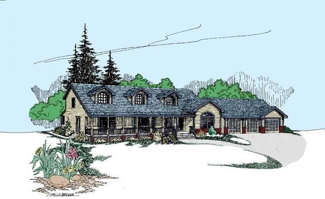 4-Bedroom, 3324 Sq Ft Country House Plan - 145-1944 - Front Exterior