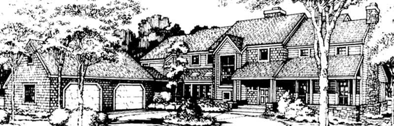 3-Bedroom, 3499 Sq Ft Country House Plan - 146-1294 - Front Exterior