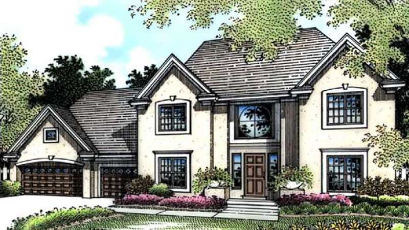 3-Bedroom, 2564 Sq Ft European House Plan - 146-1371 - Front Exterior